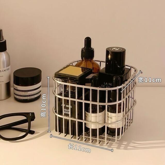Ins Stainless Steel Storage Basket Square Metal Household Desktop Miscellaneous Storage Basket Cosmetics Organization Storage Basket detail 8