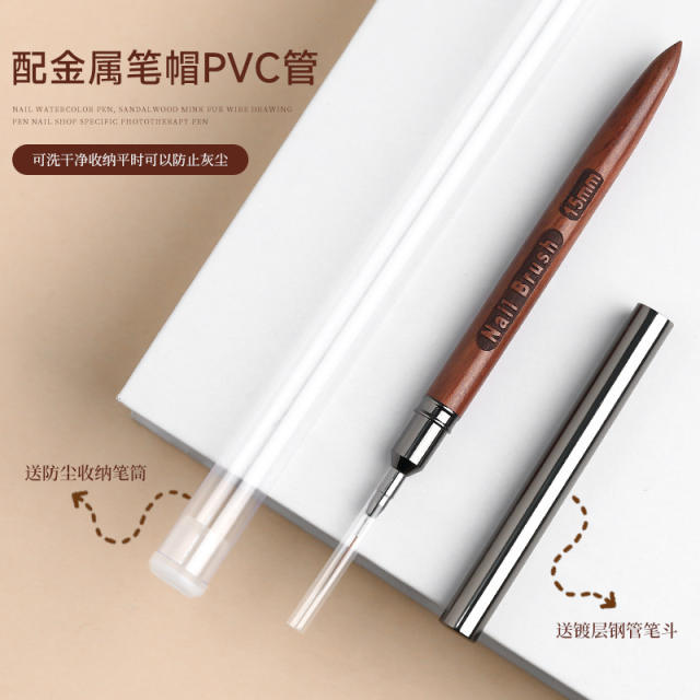Large Flat Head Sandalwood Phototherapy Pen, Phototherapy Gel Filling Brush, Large Flat Head Round Head Phototherapy Pen for Nail Salons detail 3