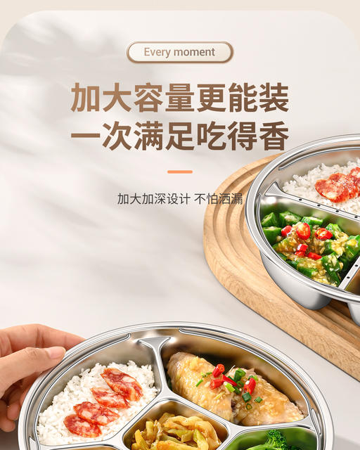 316L Stainless Steel Divided Steaming Tray with Handle, Portion Control Plate, Round Plate, Steamer Basket, One Pot Steaming Grid detail 12