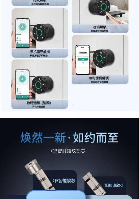 Fingerprint Password Smart Lock Core, Split Lock Panel Lock, Replacement Lock Core, Anti-Theft Smart Door Lock for Main Door and Wooden Door detail 6