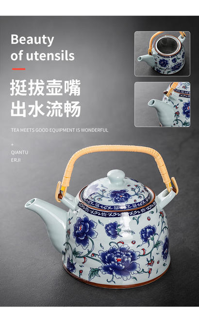 Teapot Kung Fu Tea Set Large Capacity Ceramic with Filter Coil Teapot Household Retro Convenient Teapot detail 9