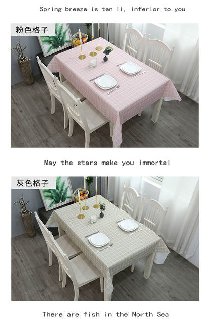 Solid Color Plaid Tablecloth Dining Table Mat Made of Peva Material, Waterproof and Oil-Proof, Rectangular Tablecloth with a Light Luxury and High-End Feel detail 9