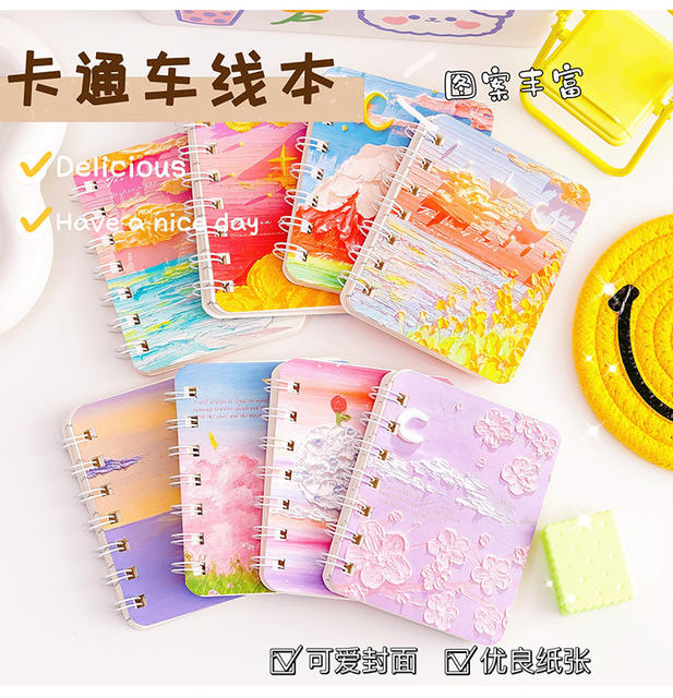 High Yan Value Oil Painting Landscape Coil Book Cute Hand Book Junior High School Students Learning Memo Wrong Topic Message Notepad detail 6
