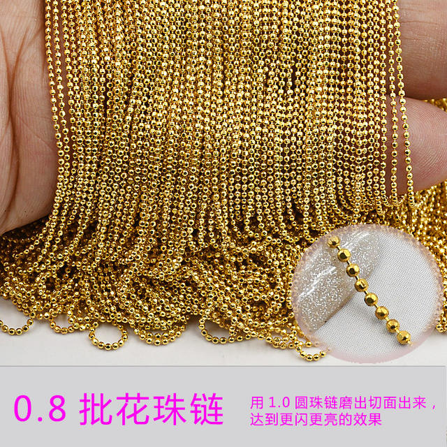 Super Soft Nail Art Jewelry Bead Chain 0.8mm Ultra-Fine Small Round Color-Preserving Metal Chain Nail Accessories DIY Nail Art Bead Chain detail 1