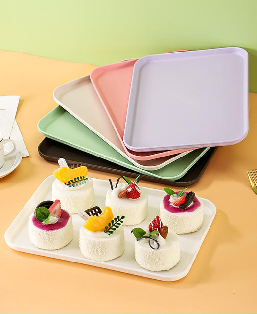 Wheat Straw Tray for Cups, Home Hotel Restaurant Rectangular Plate, Fruit Plate, Tea Tray, Plastic Plate, Dinner Plate detail 5