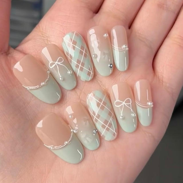 10 Pieces of Coded Rich Daughter Fairy Elegant Sparkling Atmosphere Internet Celebrity Style Removable Wearable Nail Patch detail 9
