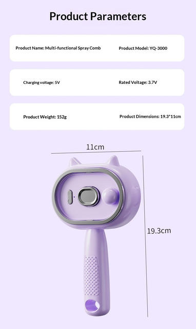Electric Spray Airbag Massage Comb for Massaging Scalp and Hair Roots, Moisturizing and Smoothing Hair, Pet Comb detail 1