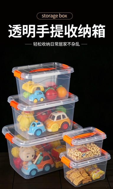 Plastic Transparent Portable Storage Box for Home Use, Clothing Storage Box, Toy Storage Box, Thickened Commercial Storage Box detail 1