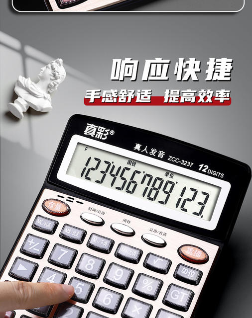 True Color Financial Calculator Accounting Special Battery Calculator Large Office with Voice Computing Machine Office detail 6