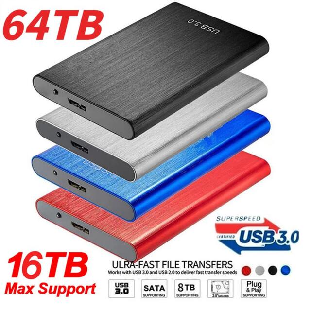 New Cross-Border Portable Solid-State Usb3.0 Brushed Metal 1Tb Large Capacity 8Tb/16Tb Mobile Hard Drive