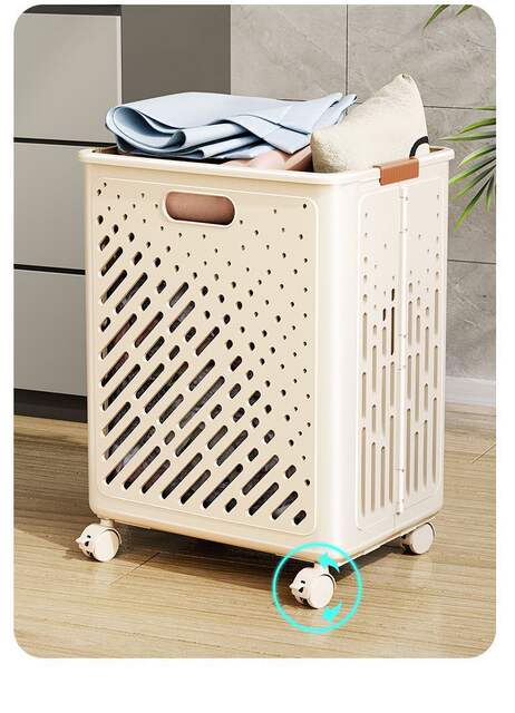 Foldable Dirty Clothes Basket with Wheels, Large Capacity Household Laundry Hamper for Bathroom detail 7