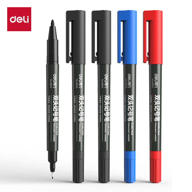 Deli marker black 6881 thick head big head oil pen red double head logistics express pen wholesale