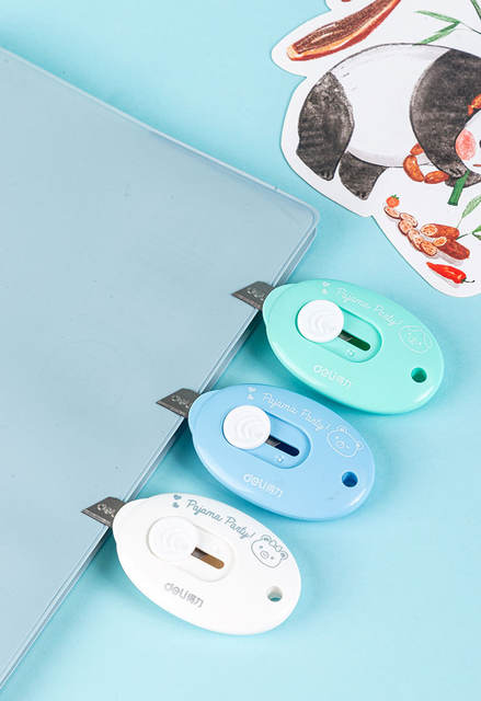 Deli 2087 mini knife automatic return art knife small knife easy to carry cutting envelope unpacking express bag detail 10