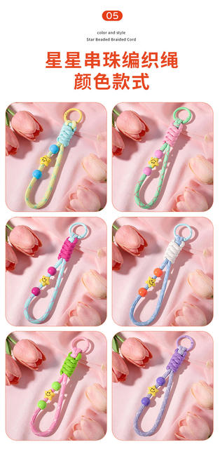 Dopamine Color Knotted Phone Lanyard Short Woven Phone Case Keychain Strap Accessory Decoration Pendant detail 9
