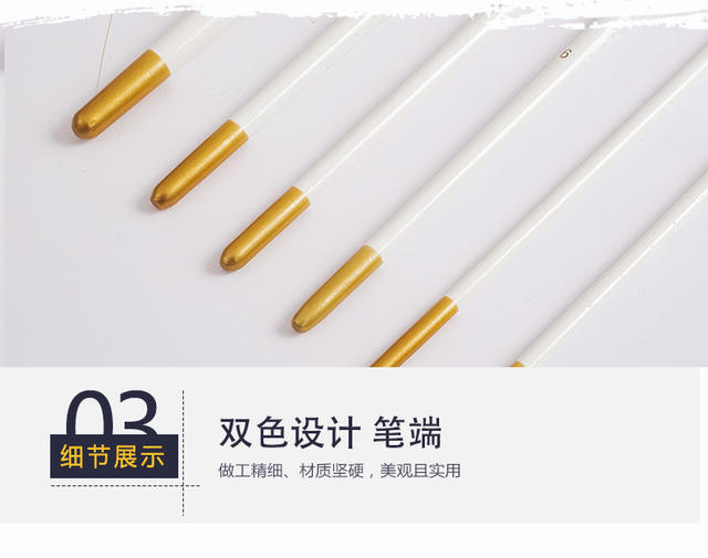 6 Nylon Watercolor Gouache Pens with Pointed and Flat Tips, White Gold-Hued Oil Painting Pens, Pencil Set for Painting, Cross-Border detail 11