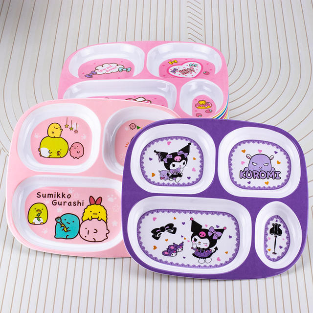 Children's Dinner Plate Separated Fruit Plate melamine Drop-resistant Tableware Set Cartoon Cute Kindergarten Baby Dining Plate detail 5