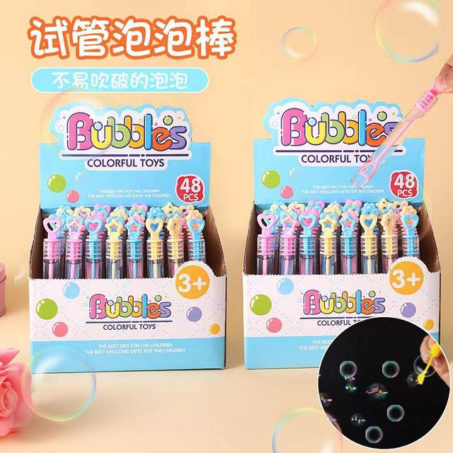Manufacturer Wholesale 48 Pieces of Unbreakable Bubble Water Mini Bubble Wand Portable Test Tube Bubble Gum Bubble Water Toy