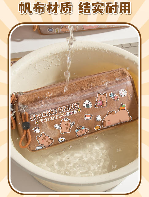 Kapibala Pencil Case for Primary School Students, Large Capacity Pencil Box, Korean Style Cartoon Cute Triangle Stationery Box, Dropshipping Available detail 10