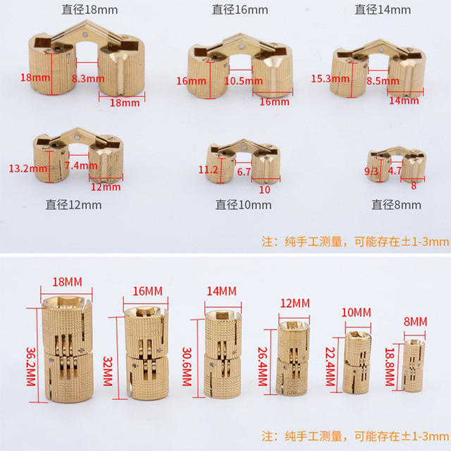 Copper Concealed Hinge Cylindrical Type Hidden Full Copper Hinge Decorative Box Hardware Accessories Cross-Border Hot Sale detail 8