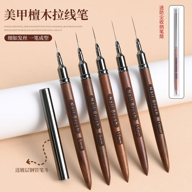 Large Flat Head Sandalwood Phototherapy Pen, Phototherapy Gel Filling Brush, Large Flat Head Round Head Phototherapy Pen for Nail Salons detail 2