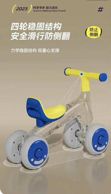 Children's Balance Car 1-2-3 Years Old Baby Walker Infant and Toddler Without Pedals Kidsren's Four-Wheel Sliding Car detail 3