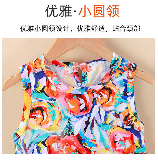 Girls Dress Cotton Silk Summer New Baby Girl Floral Princess Dress Vest Dress Korean Style Girl Skirt Children's Clothing detail 5