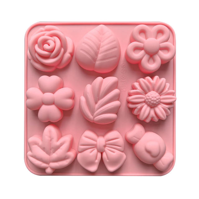 9 different flower-shaped food grade silicone mold chocolate candy jelly jelly mold DIY handmade soap mold detail 7