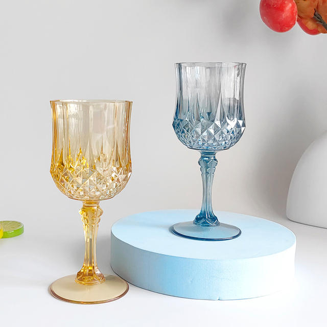 Factory Direct Sales Bar Wine Glasses Creative Diamond Pattern Champagne Glasses Liquor Glasses Colorful Tall Plastic Wine Glasses detail 5