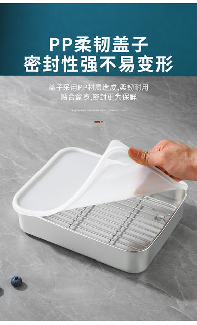 316 Fresh-Keeping Box 304 Stainless Steel Refrigerated Box with Lid Sealed Storage Box Refrigerator Food Storage Quick-Freezing Box detail 4