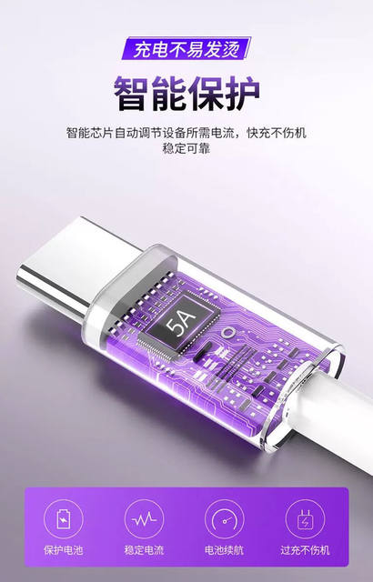Original flash charging line for vivo mobile phone charger iQOO dual engine Android data line 5a super fast charging line detail 3