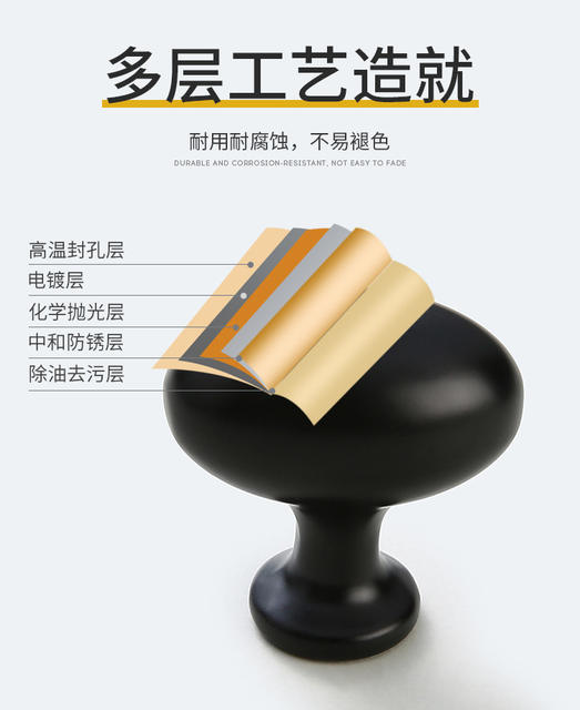 French-Style Minimalist Solid Single-Hole Furniture Hardware Accessories Drawer Cabinet Door Handle American-Style Black Cabinet Wardrobe Handle detail 4