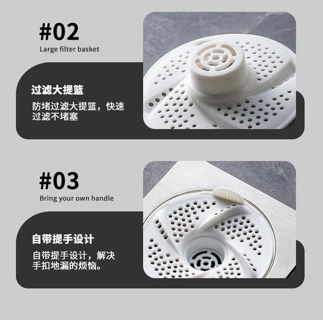 Japanese-Style Swirl Drain Cover for Bathroom, Hair Catcher, Rotating Anti-Insect and Anti-Clogging Filter for Bathroom detail 12
