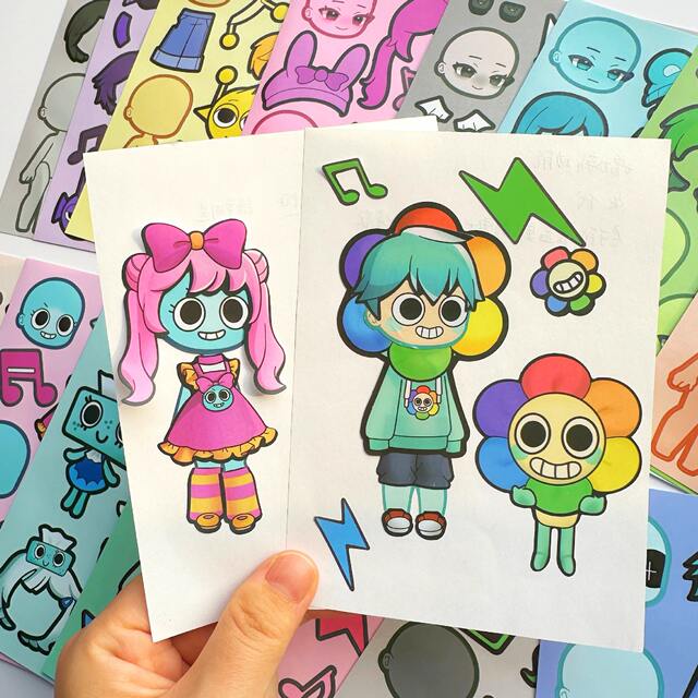 Rhythm Box Sprunki Character Dress up Stickers Girls Boys Children's Educational Face Changing Concentration Sticker Book detail 6