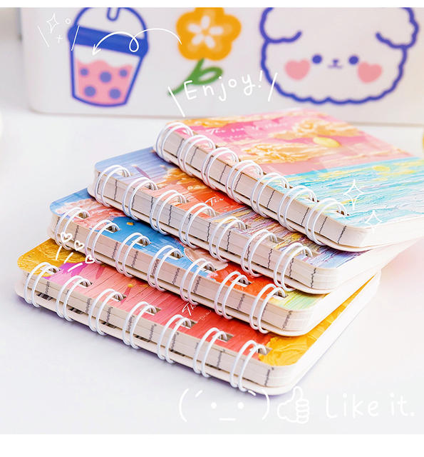 High Yan Value Oil Painting Landscape Coil Book Cute Hand Book Junior High School Students Learning Memo Wrong Topic Message Notepad detail 7