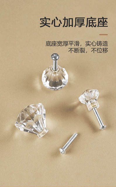Transparent Acrylic Handle Bedside Table Furniture Easy Install Plastic Single Hole Crystal Handle Cabinet Door Handle detail 8