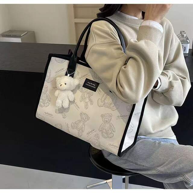 Canvas Big Bag 2024 New Tote Underarm Bag Fashion Commuter Handbag Large Capacity Outgoing Mummy Bag detail 9