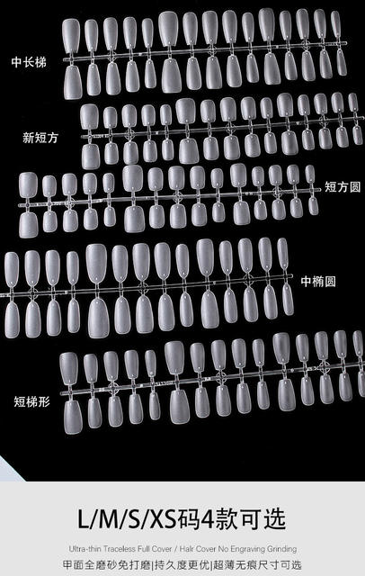 Street-Style Wearable Nail Tips, Short Size, No Filing Required, Waterdrop Trapezoid Shape, Seamless Extension Nail Stickers, 100 Pieces detail 7