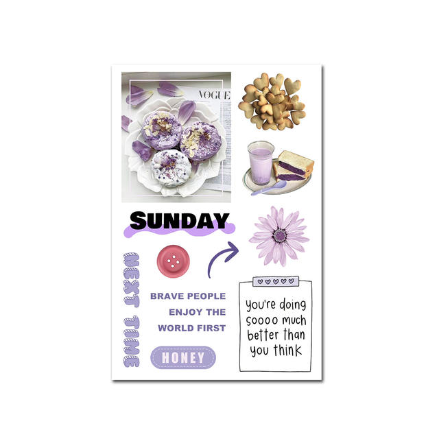 7 Pieces of 10*15cm Film-cut Stickers Korean ins Collage Material Weekly Record Diary Decoration Cross-border Wholesale detail 7