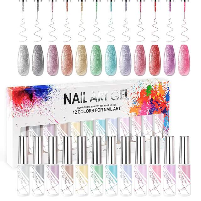 Cross-border 12-color flash polishing gel suit flash gel art broken diamond gel nail glue store manager recommend detail 7