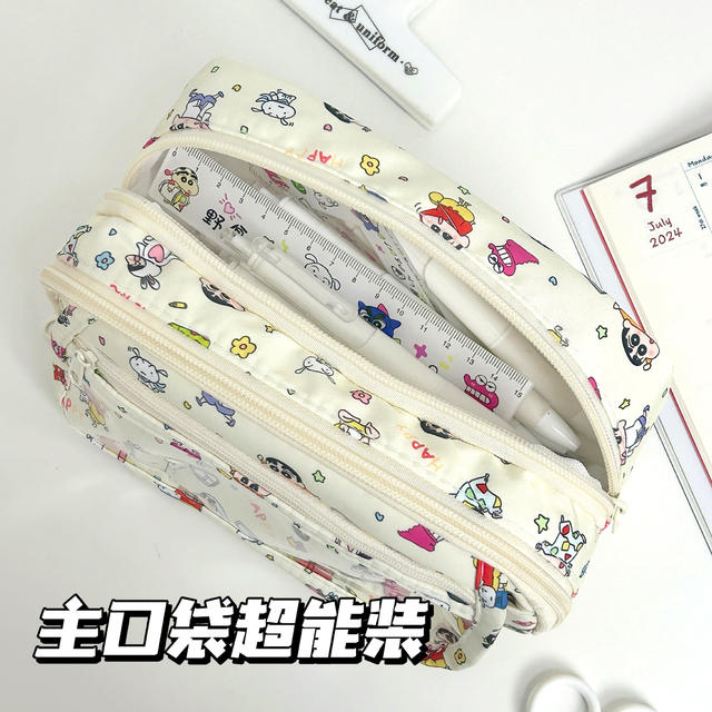 Cartoon Crayon Small New Pain Bag Pencil Bag Simple Student Cute Multi-layer Large Capacity Pencil Case Stationery Storage Bag detail 6