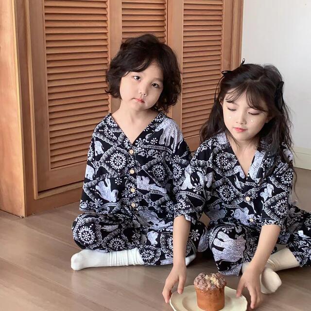 Children's Cotton Silk Pajamas Set Summer Artificial Cotton Air-conditioning Clothing for Boys and Girls Cotton Silk Home Clothes Two-piece Children's Clothing detail 3