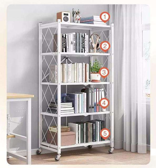 Installation-Free Movable Folding Storage Rack for Home Living Room and Study, Simple Multi-Layer Storage Shelf detail 5