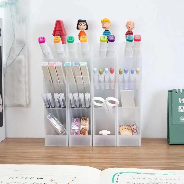 Z pen holder oblique multi-functional plastic office storage desktop finishing pen holder rectangular standing pen holder detail 1