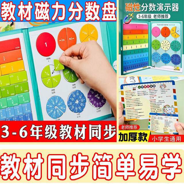 Third Grade First Semester Fraction Teaching Aids: Magnetic Fraction Learning Disk for Preliminary Understanding of Fraction Addition and Subtraction