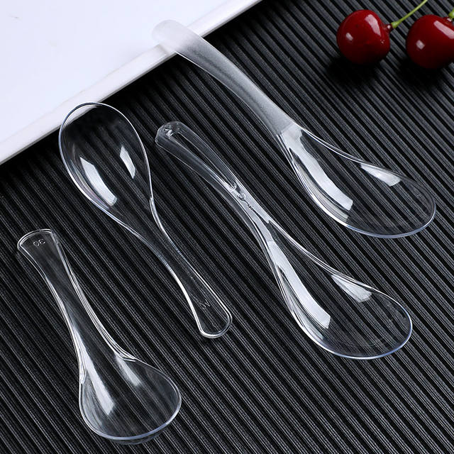 Disposable Spoons Individually Packaged Plastic Thickeneded Bibimbap Spoon Transparent Takeaway Commercial Crystal Dessert Spoon Wholesale detail 5