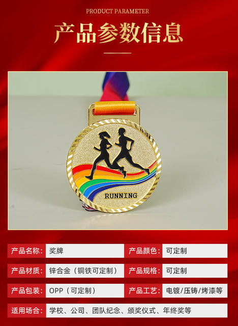 Custom Metal Medals for Marathon, Football Competitions, Kindergarten Sports Events, Gold, Silver, and Bronze Painted Plaques detail 5
