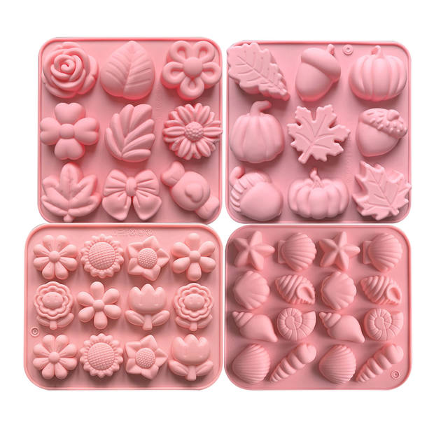 9 different flower-shaped food grade silicone mold chocolate candy jelly jelly mold DIY handmade soap mold detail 1