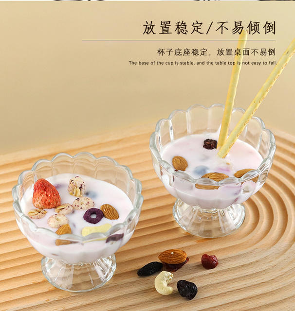 Wholesale Dessert Juice Glass Milkshake Cup Candle Holder Glass Cup Ice Cream Cup Ice Cream Bowl Salad Bowl Cold Drink detail 5