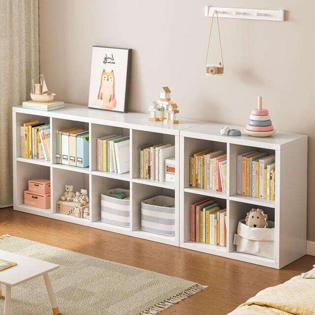 Simple Floor-Standing Bookshelf Against the Wall for Storage and Display, Multi-Compartment Display Cabinet, Economical Free Combination Living Room Storage Rack detail 1