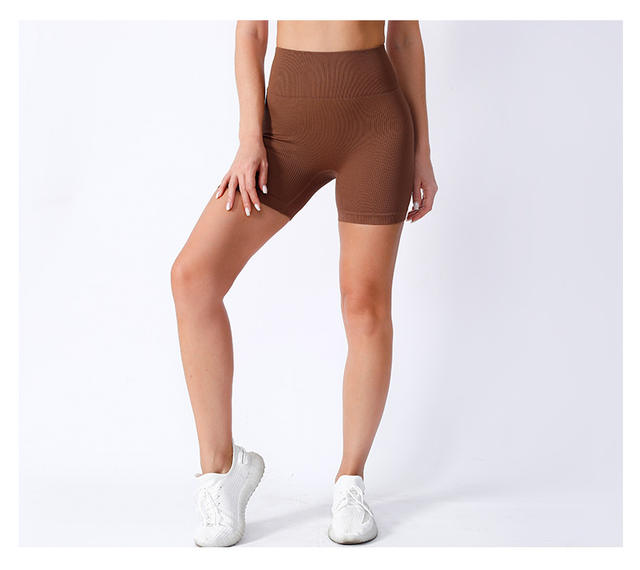 European and American Seamless Threaded Yoga Shorts, Three-Quarter Yoga Pants, Quick-Dry, Seamless, High-Waisted Sports Cycling Shorts for Women detail 8